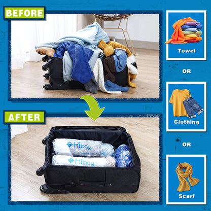 HIBAG 12 Compression Bags for Travel, Travel Essentials Compression Bags, Vacuum Packing Space Saver Zipper Bags for Cruise Travel Accessories (12-Travel) by Anti Spier