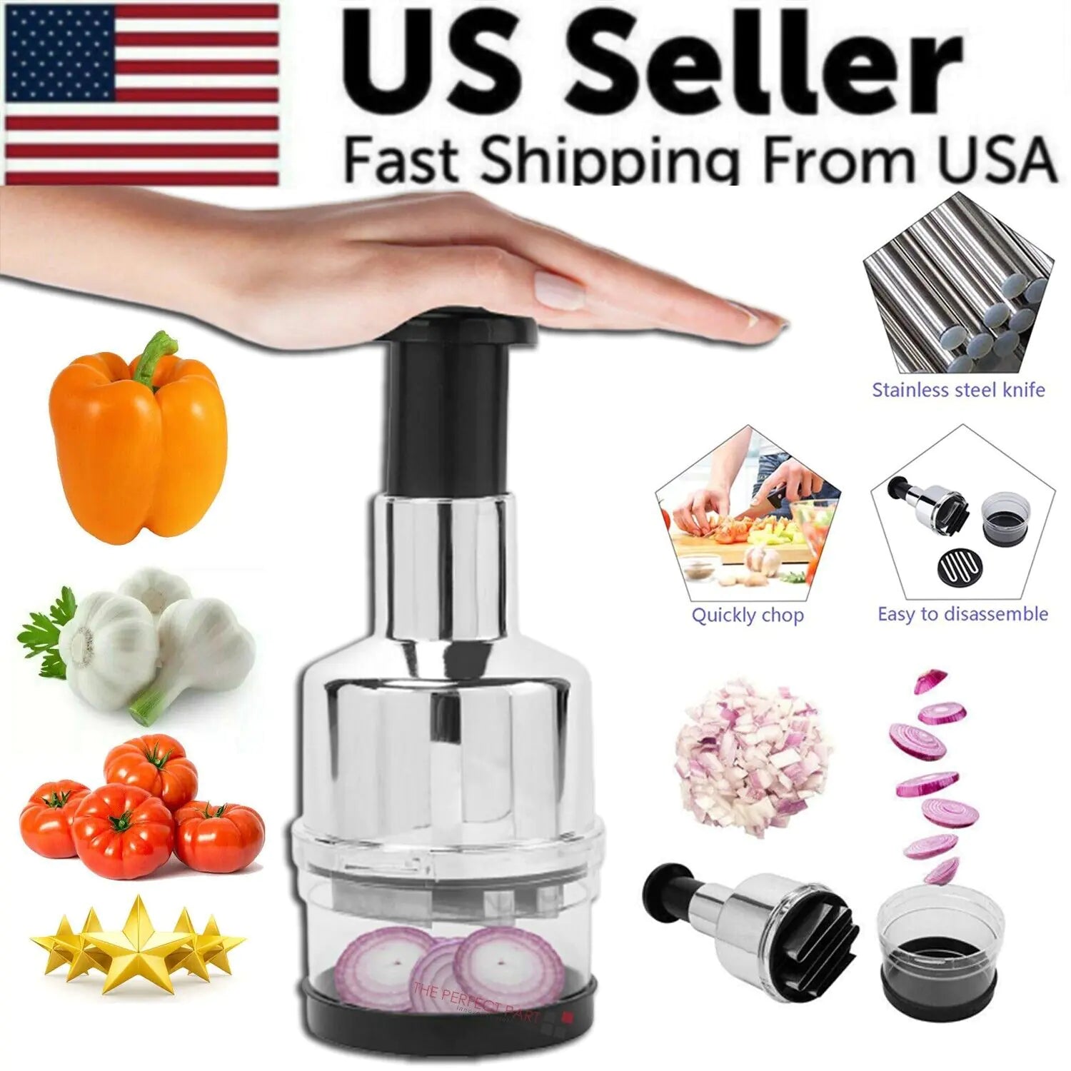 Vegetable Fruit Salad Onion Garlic Food Hand Chopper Cutter Slicer Peeler Dicer by Anti Spier
