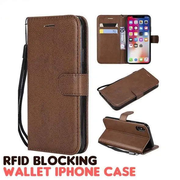 RFID Blocking Wallet Case for iPhone - Credit Card Protection Phone Case by Anti Spier