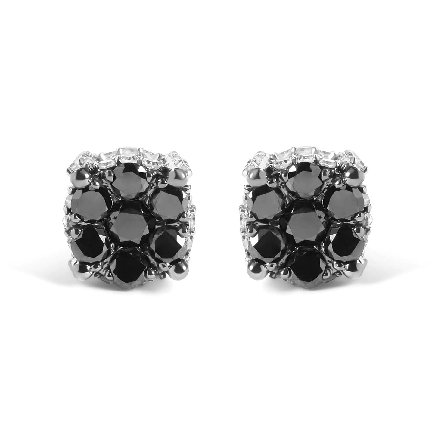 Men's 10K Yellow Gold 1.00 Cttw White and Black Treated Diamond Earring (Black / I-J Color, I2-I3 Clarity) by Anti Spier
