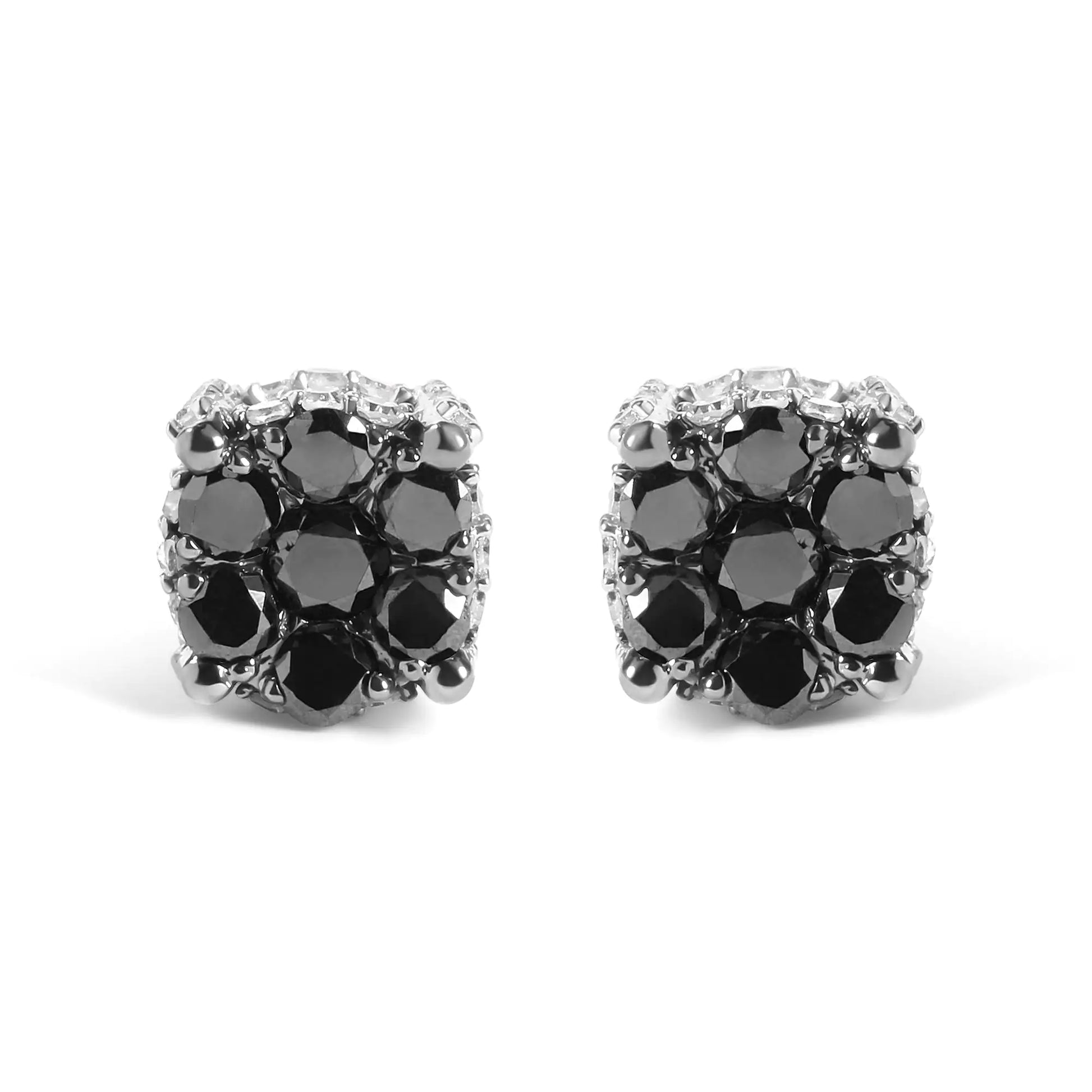 Men's 10K Yellow Gold 1.00 Cttw White and Black Treated Diamond Earring (Black / I-J Color, I2-I3 Clarity) by Anti Spier