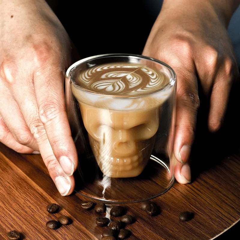 Double Layered Glass Skull Coffee Mug by Anti Spier