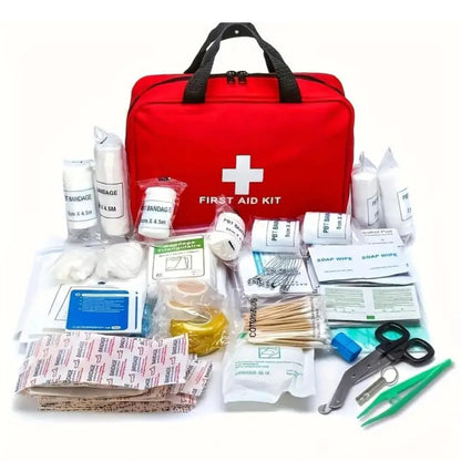 173pcs Large First Aid Kit: Portable Bag For Outdoor Hunting, Hiking, Camping And More - Including Emergency Supplies! by Anti Spier