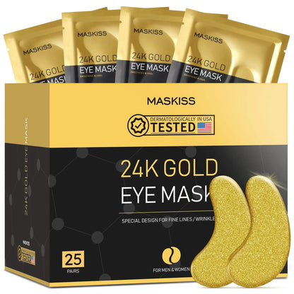 24k Gold Under Eye Patches (50 Pairs), eye mask, Collagen Skin Care Products, Eye Patches for Puffy Eyes, eye masks for dark circles and puffiness 1 Count (Pack of 50) by Anti Spier