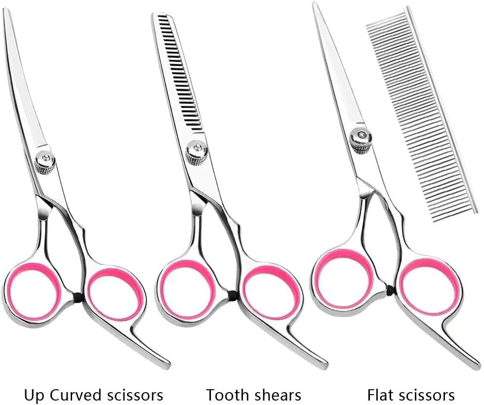 Pet Dog Grooming Scissors Stainless Straight Curved Thinning Shears Trimmer Kits by Anti Spier