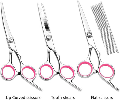 Pet Dog Grooming Scissors Stainless Straight Curved Thinning Shears Trimmer Kits by Anti Spier