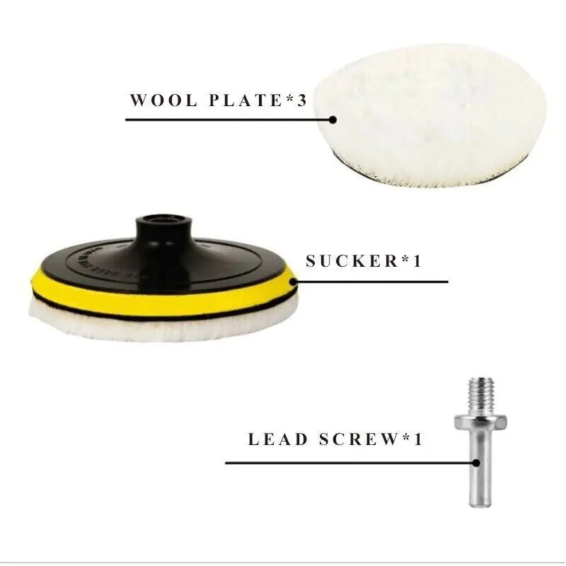 5PCS 6" Buffing Polishing Pad Wool Wheel Mop Kit For Car Polisher Drill Adapter by Anti Spier