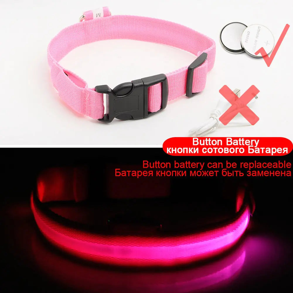 LED Dog Collar - Anti-Lost Rechargeable Safety Light-Up Collar for Night Walks by Anti Spier