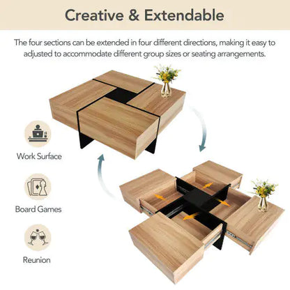 Unique Design Coffee Table With 4 Hidden Storage Compartments by Anti Spier