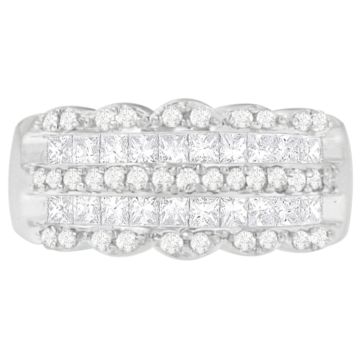 14K White Gold 1 1/7ct. TDW Round and Princess-Cut Diamond Ring(H-I, SI2-I1) by Anti Spier