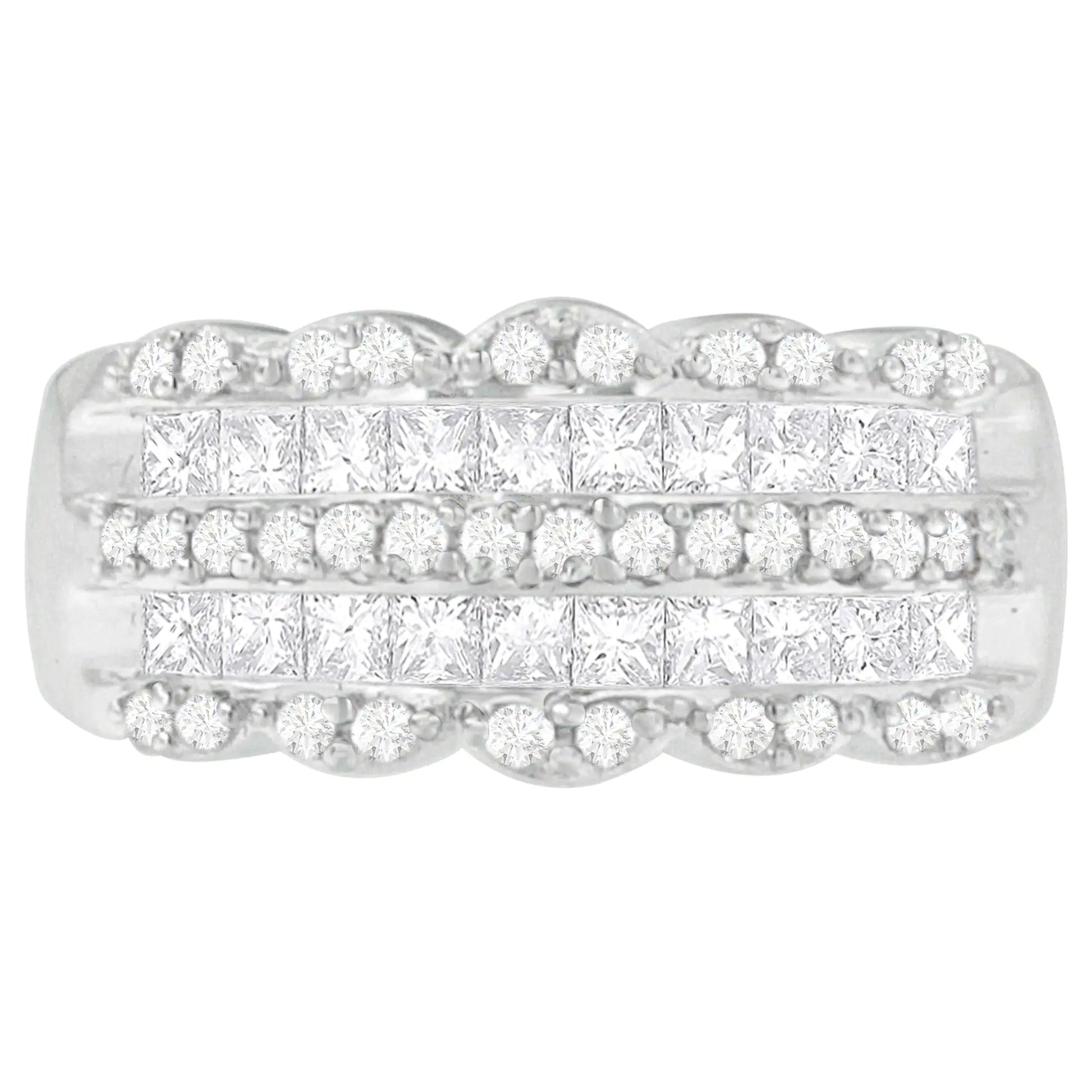 14K White Gold 1 1/7ct. TDW Round and Princess-Cut Diamond Ring(H-I, SI2-I1) by Anti Spier