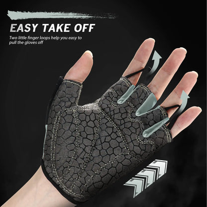 Bike Gloves Cycling Gloves Biking Gloves Bicycle Gloves for Men Women with Anti-Slip Shock-Absorbing Pad,Light Weight Half Finger Gloves for Cycling Workout Training Outdoor Black&gray X-Large by Anti Spier