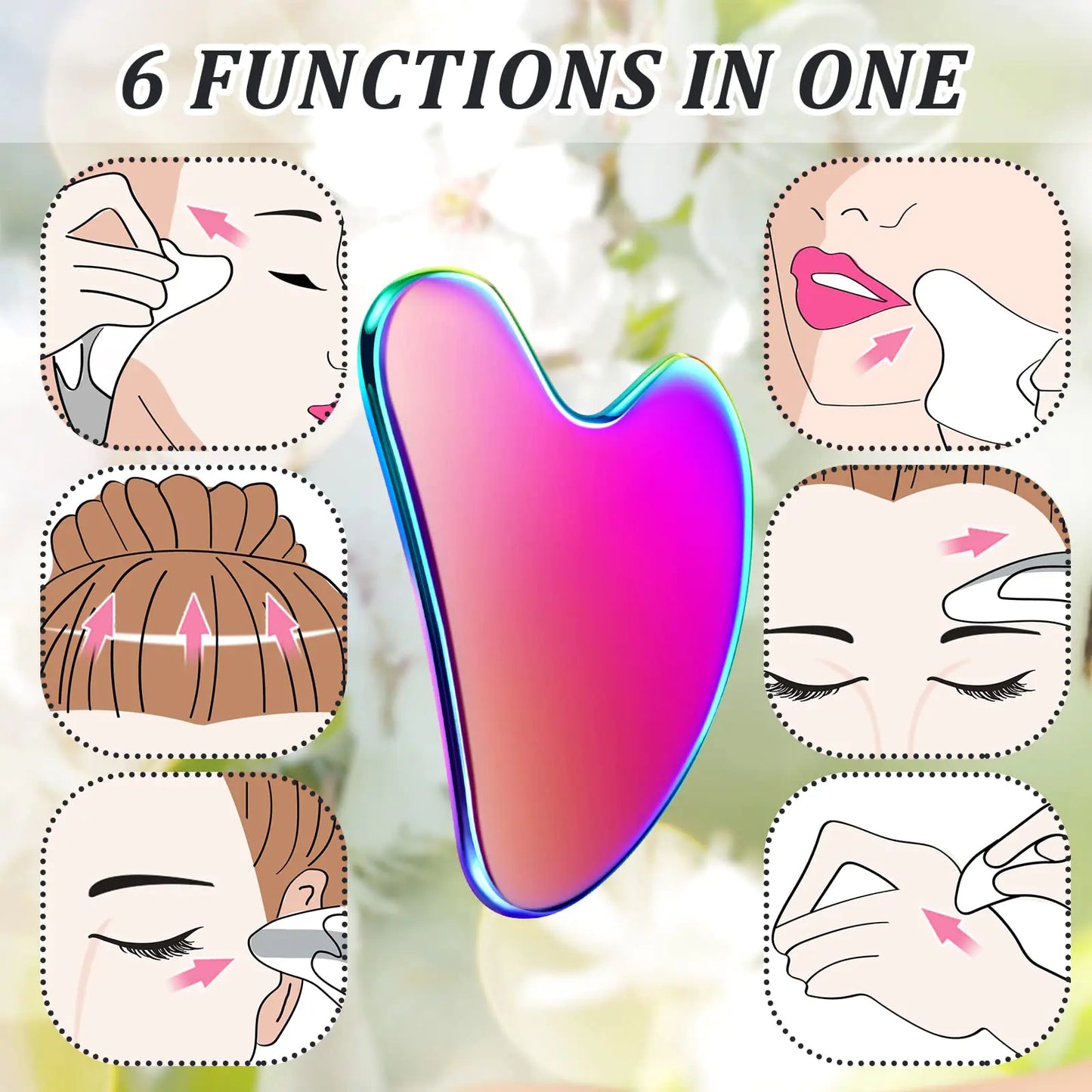 Nuanchu Stainless Steel Gua Sha Facial Tools Guasha for Face Metal Gua Sha Tighten Skin Massage Guasha Beauty Tool for Body Eyes Neck Massager with Travel Pouch Skin Care Gifts (Rainbow Color) Rainbow Color by Anti Spier