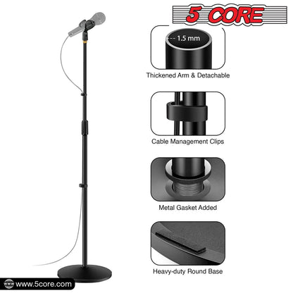 5 Core Mic Stand Round Base Height Adjustable Universal Microphone Mount Stands by Anti Spier