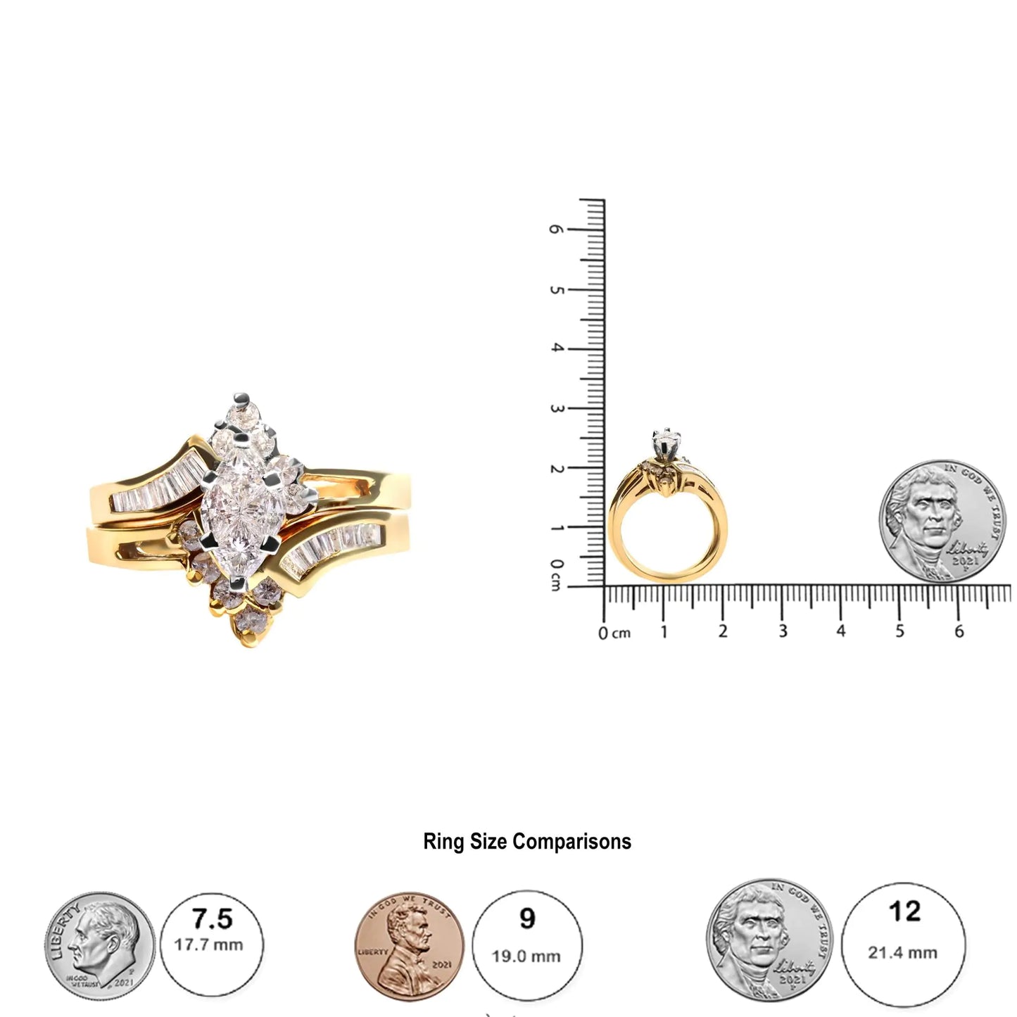 14K Two Tone 3/4 Cttw Diamond Engagement Ring Set (H-I Color, SI1-SI2 Clarity) by Anti Spier