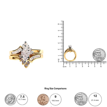 14K Two Tone 3/4 Cttw Diamond Engagement Ring Set (H-I Color, SI1-SI2 Clarity) by Anti Spier
