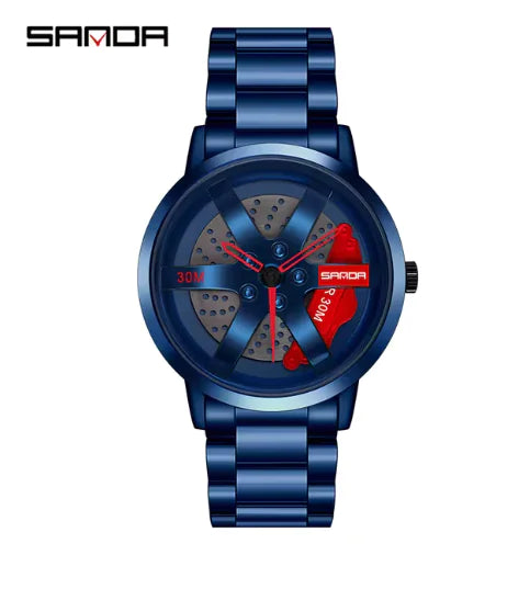 Men's 3D Car Wheel Sports Watch - Waterproof Quartz by Anti Spier