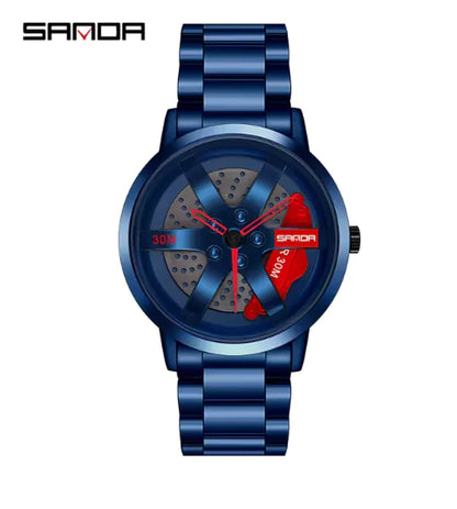 Men's 3D Car Wheel Sports Watch - Waterproof Quartz by Anti Spier