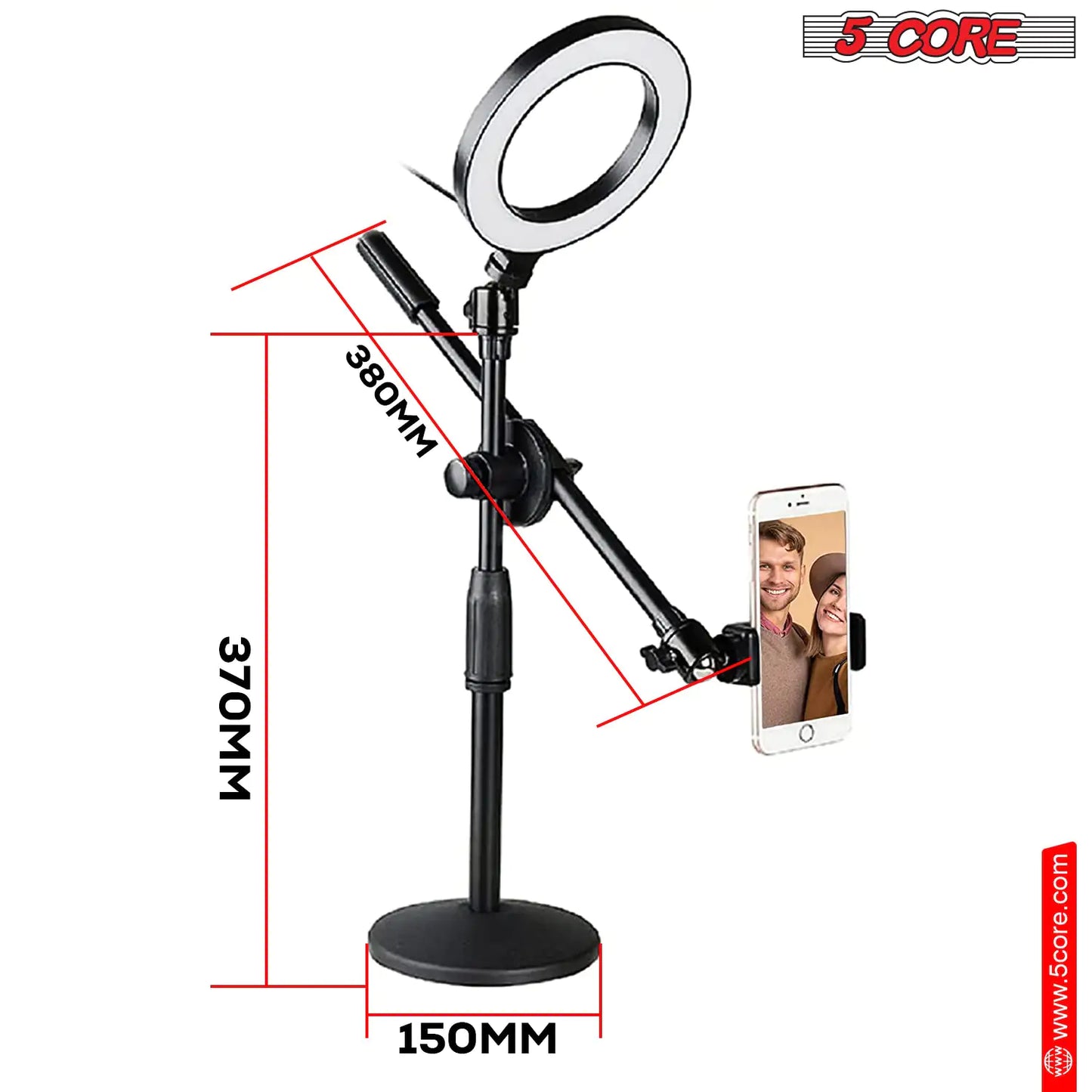 6 inch Ring Light with Cell Phone Stand Adjustable Ring light Angle LED Circle Light w Phone Holder by Anti Spier