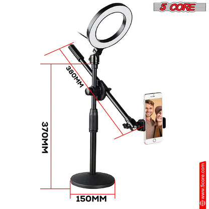 6 inch Ring Light with Cell Phone Stand Adjustable Ring light Angle LED Circle Light w Phone Holder by Anti Spier