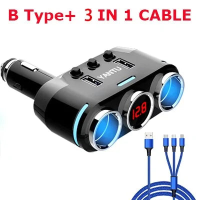 12V-24V Car splitter Cigarette Lighter Socket Plug Dual USB Charger Adapter by Anti Spier