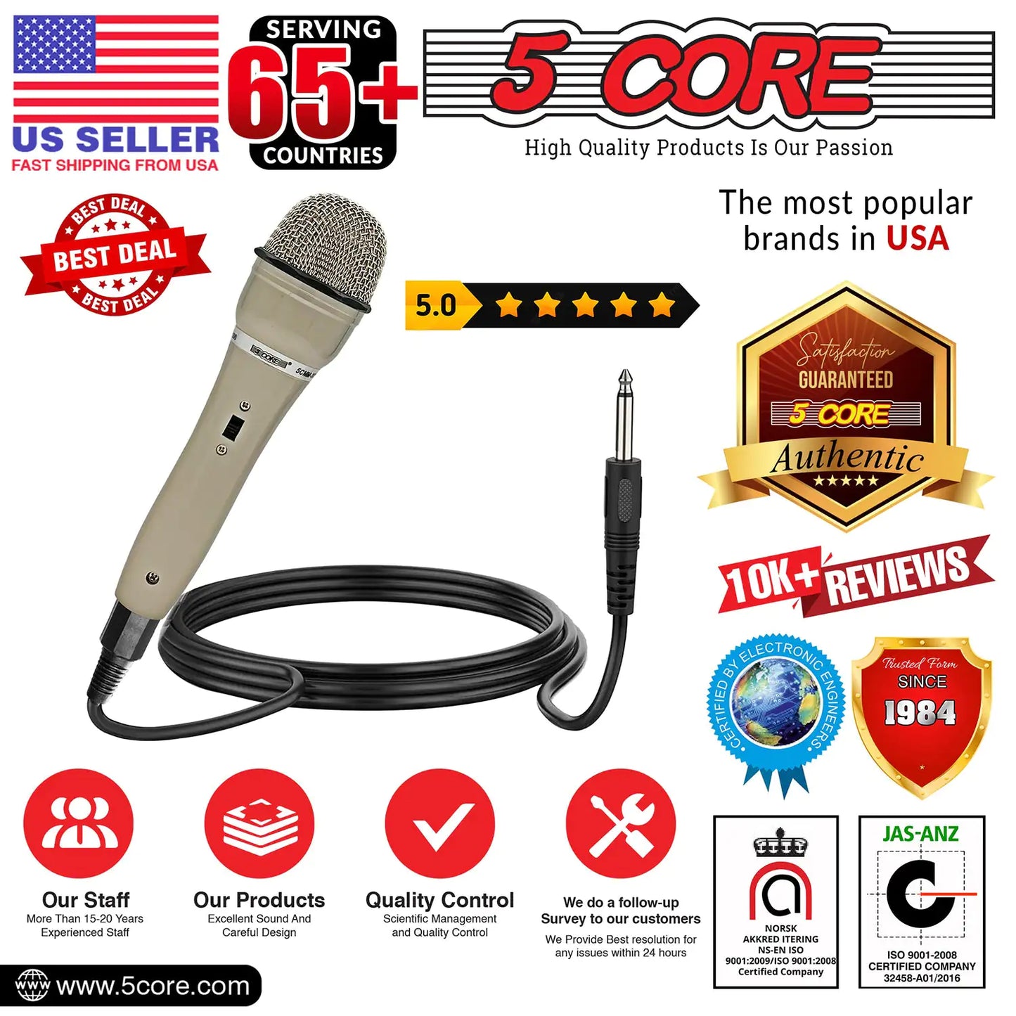 5Core XLR Microphone Dynamic Mic Karaoke Singing Studio Mics Handheld Microfono by Anti Spier