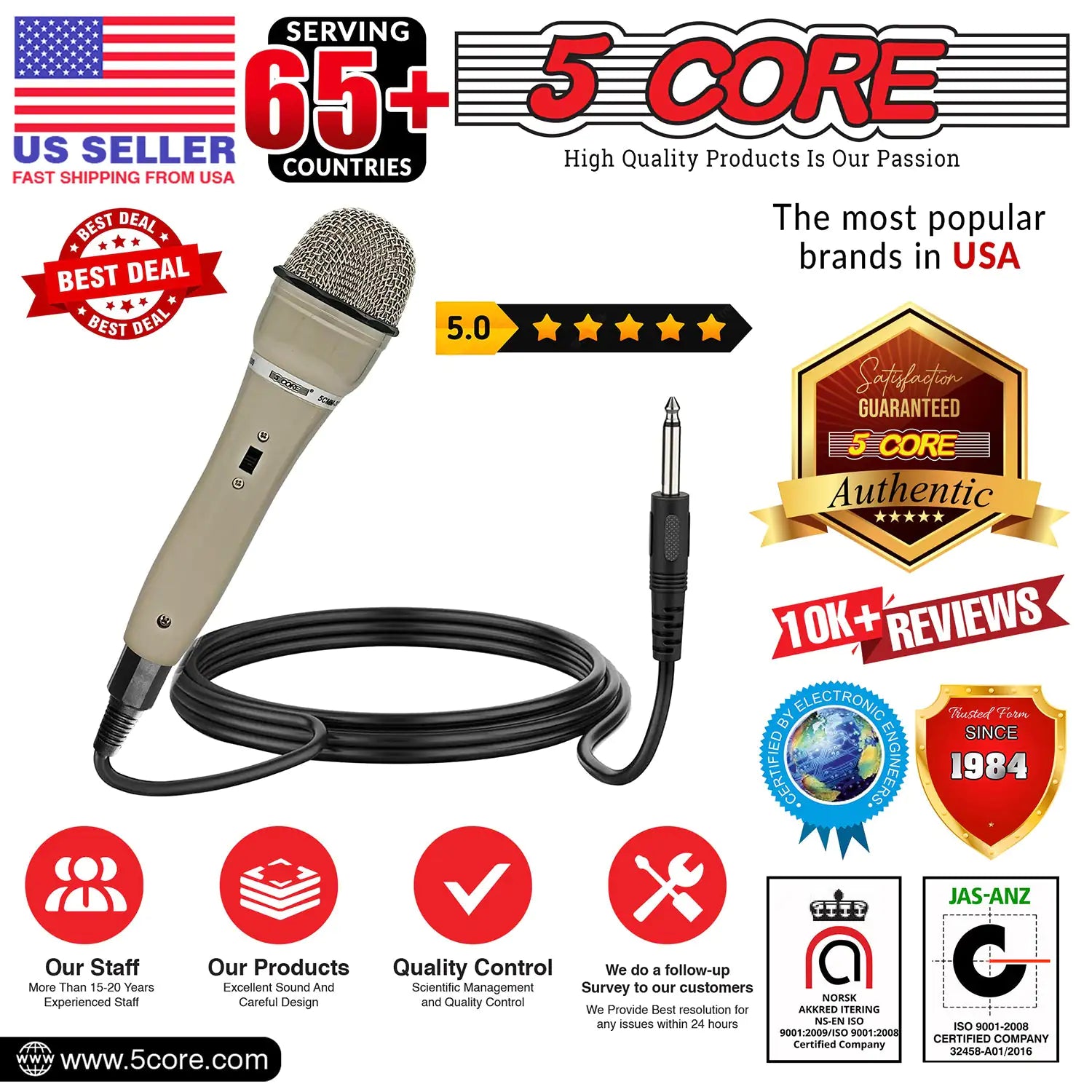 5Core XLR Microphone Dynamic Mic Karaoke Singing Studio Mics Handheld Microfono by Anti Spier