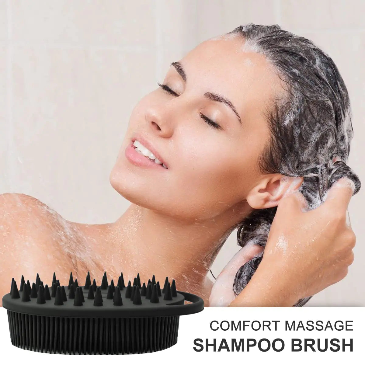 Upgrade Body Scrubber and Hair Shampoo Brush, All in One, Premium Silicone Loofah, Exfoliating Body Brush, Shower Scrubber for Body, Scalp Massager for Women, Men, Pet (1PC Black) by Anti Spier