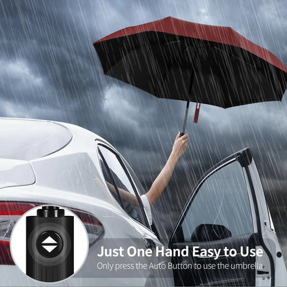 Yoobure Windproof Travel Umbrella, Automatic Umbrellas for Rain, Portable & Compact Umbrella for Backpack, Sun Umbrella for Walking, Folding Small Umbrella for Car, Lightweight Strong UV Protection Auto-Burgundy Red by Anti Spier
