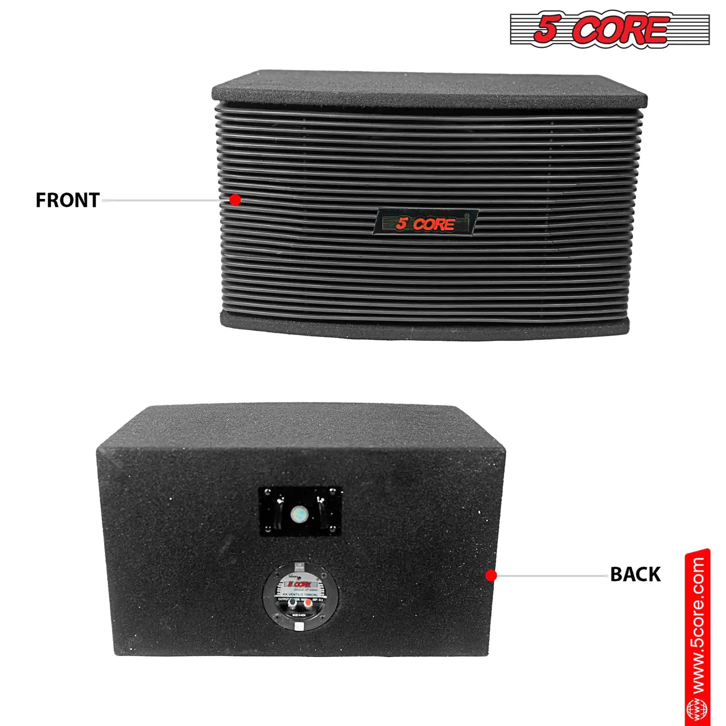 5Core Box Subwoofer for Car 1Pc Black 800W Peak Power 8 Inch Vented Trunk Speaker Woofer 8 Ohm by Anti Spier
