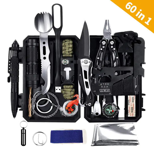 Emergency Survival Gear Kits 60 in 1 Outdoor Gear Tools Box Kit Set by Anti Spier