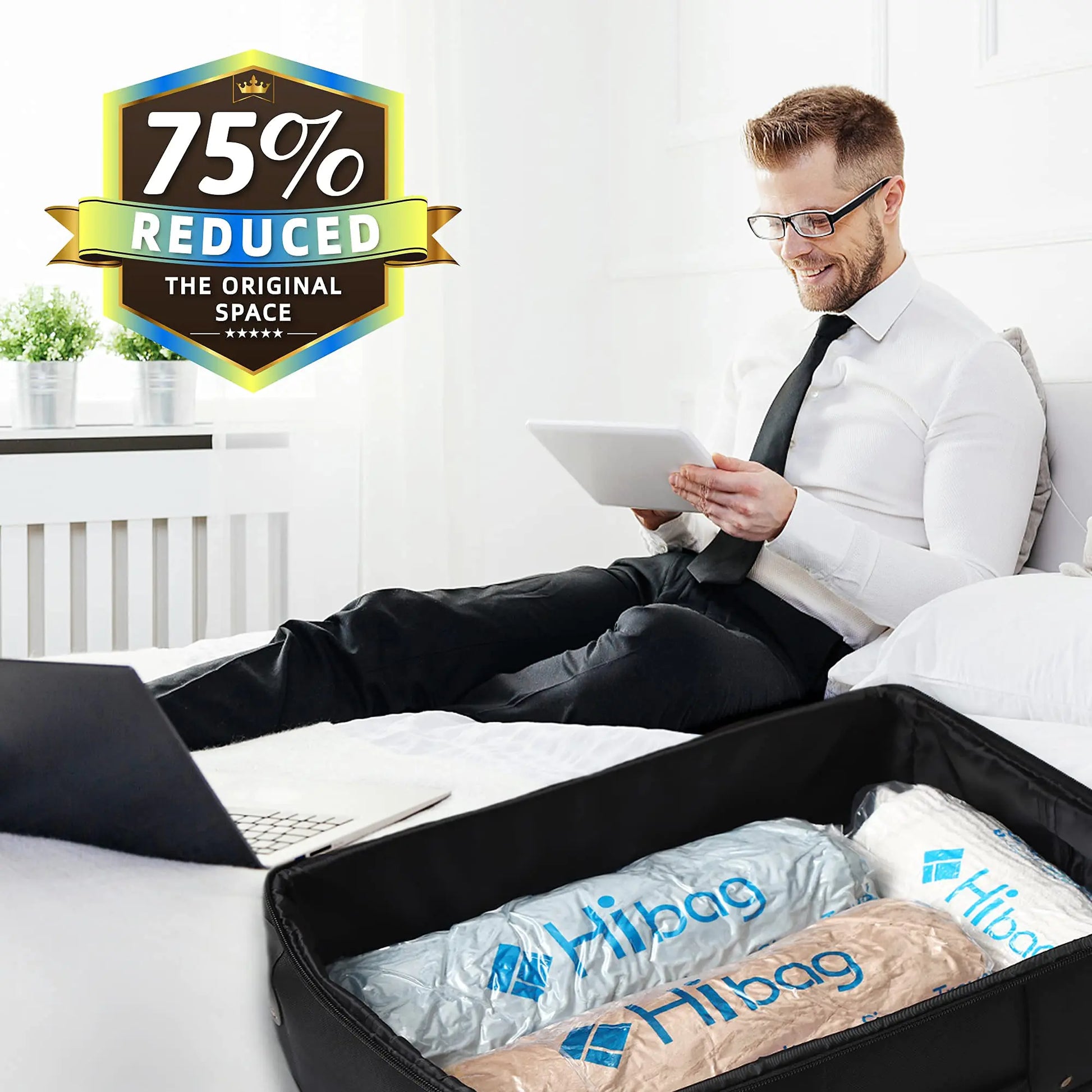 HIBAG 12 Compression Bags for Travel, Travel Essentials Compression Bags, Vacuum Packing Space Saver Zipper Bags for Cruise Travel Accessories (12-Travel) by Anti Spier