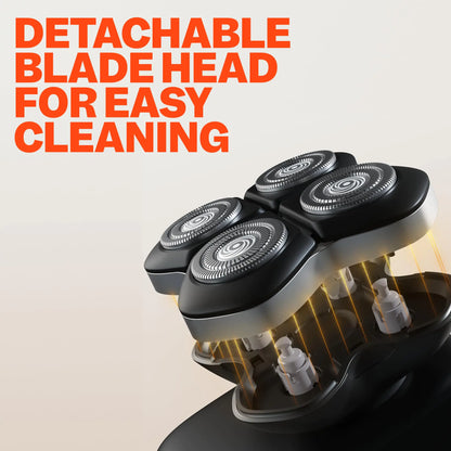 Freebird FlexSeries Pro Electric Head Shaver - Fast Smooth Head Shaver, Wet/Dry Shaving, Anti-Pinch, Rotary Electric Razor, USB Rechargeable, Cordless, 4 Flexible Blades, Ideal Gifts for Bald Men by Anti Spier