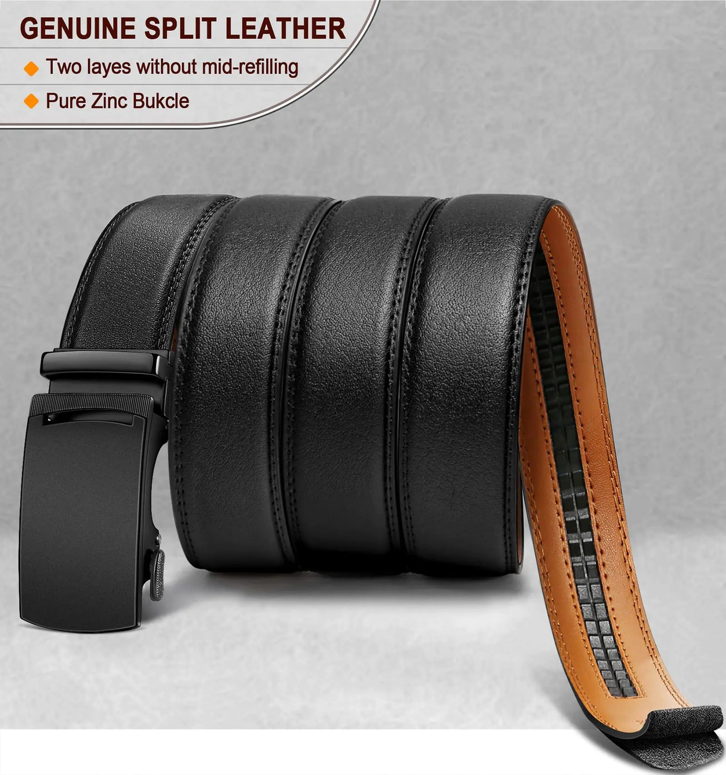 BULLIANT Men's Belt,Slide Ratchet Belt For Gift Men Dress Pant Shirt Oxfords,Trim To Fit Black847 44"-52"Waist Adjustable by Anti Spier
