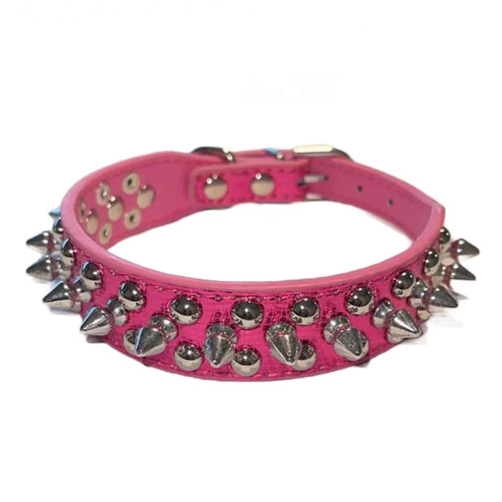 Spiked Studded Leather Dog Collar Rivets Pet Small Large Cat Pit Bull Adjustable by Anti Spier
