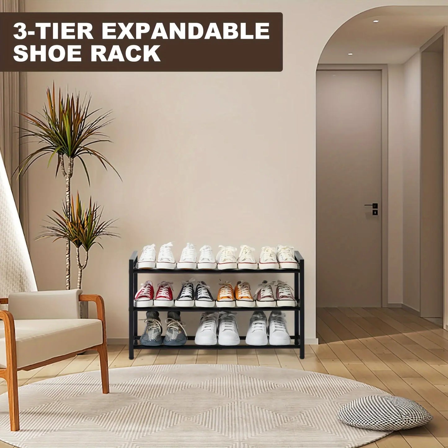 Expandable 3-Tier Metal Shoe Rack by Anti Spier