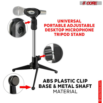 5Core Desktop Mic Stand Tripod Universal Desk Microphone Holder Table Top Stands by Anti Spier