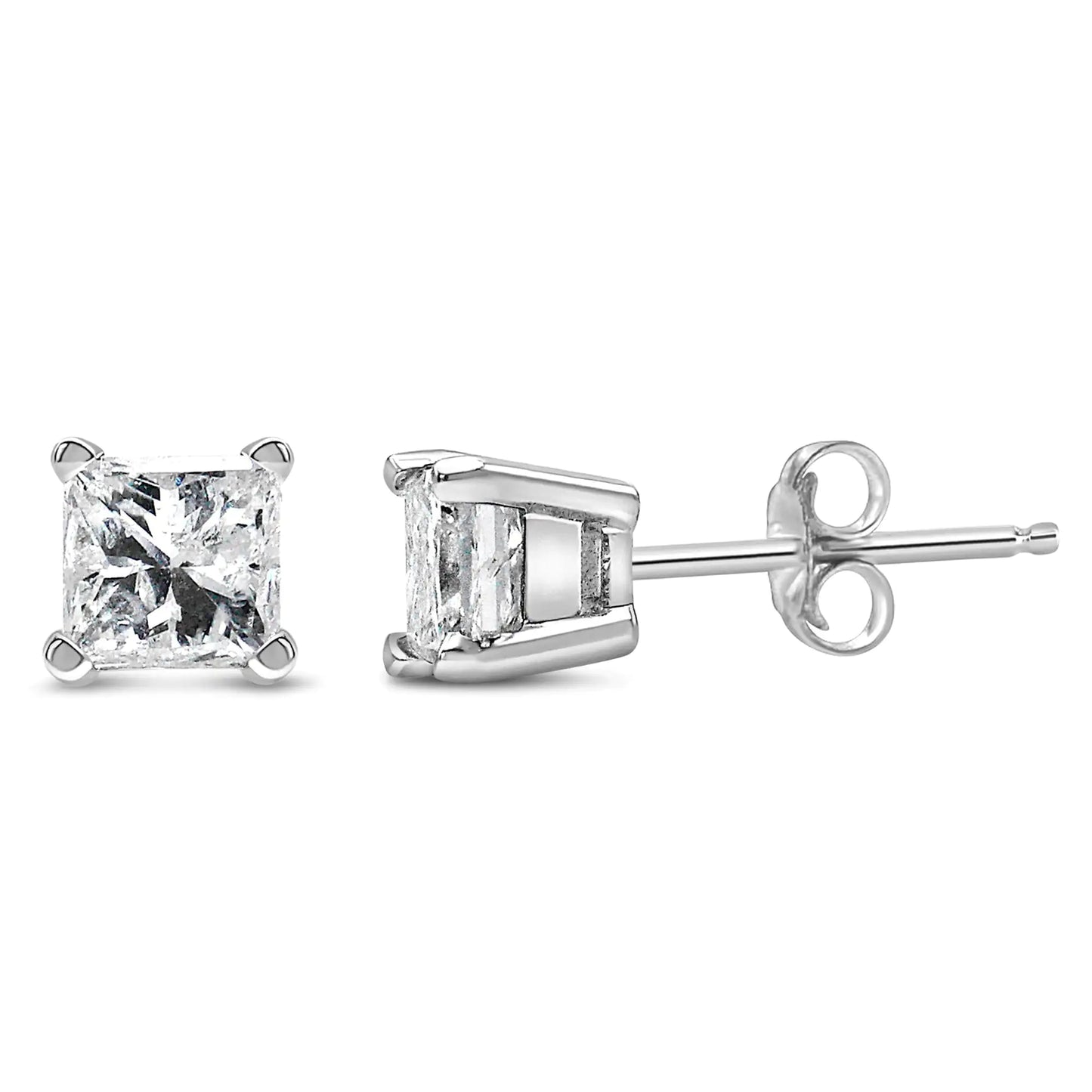 14K White Gold Princess Cut Lab-Grown Diamond Solitaire Stud Earrings (F-G Color, VS2-SI1 Clarity) by Anti Spier