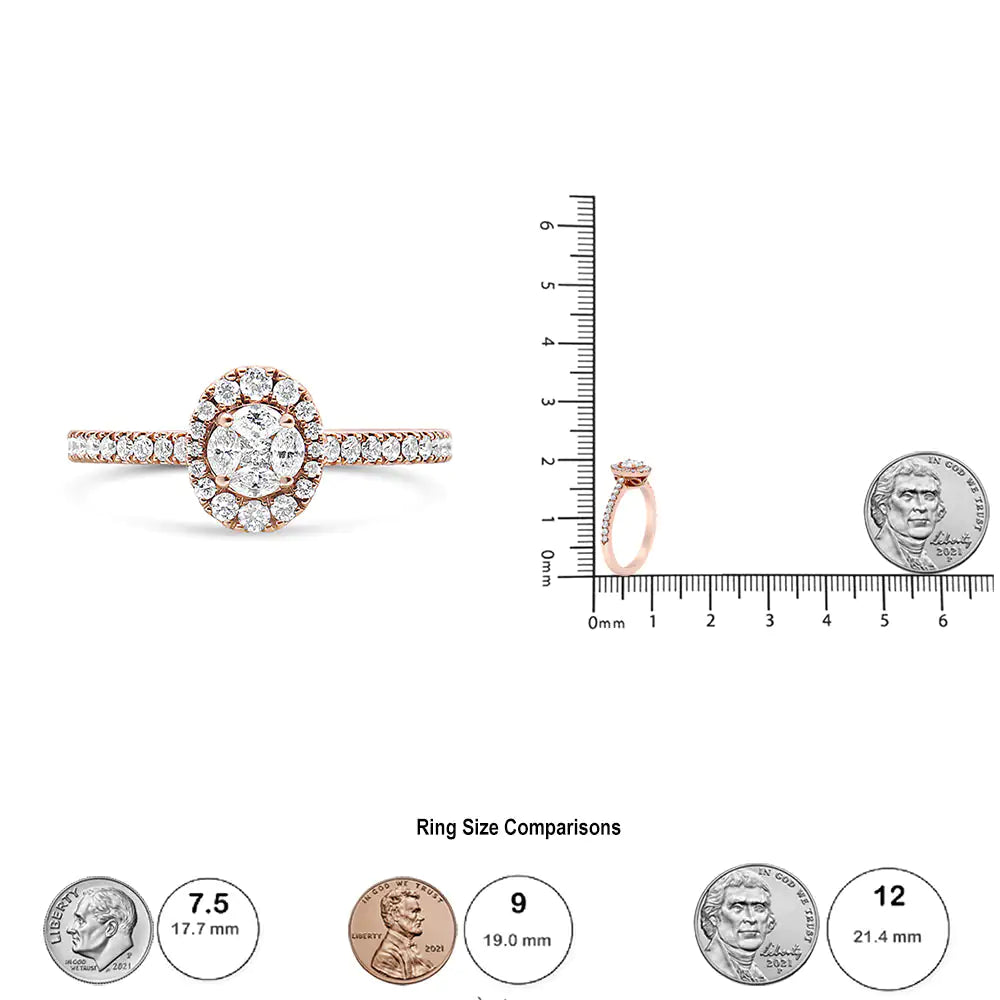 18K Rose Gold 1/2 Cttw Composite Marquise Composite Diamond Oval Shaped Halo Engagement Ring (F-G Color, VS1-VS2 Clarity) by Anti Spier