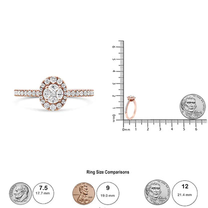 18K Rose Gold 1/2 Cttw Composite Marquise Composite Diamond Oval Shaped Halo Engagement Ring (F-G Color, VS1-VS2 Clarity) by Anti Spier