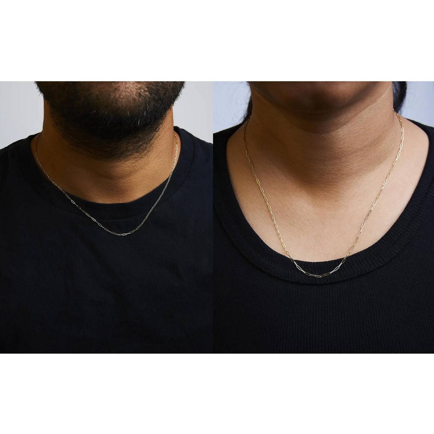 Unisex Solid 14K Gold 1.5mm Paperclip Chain Necklace - Choice of Length and Metal Color by Anti Spier