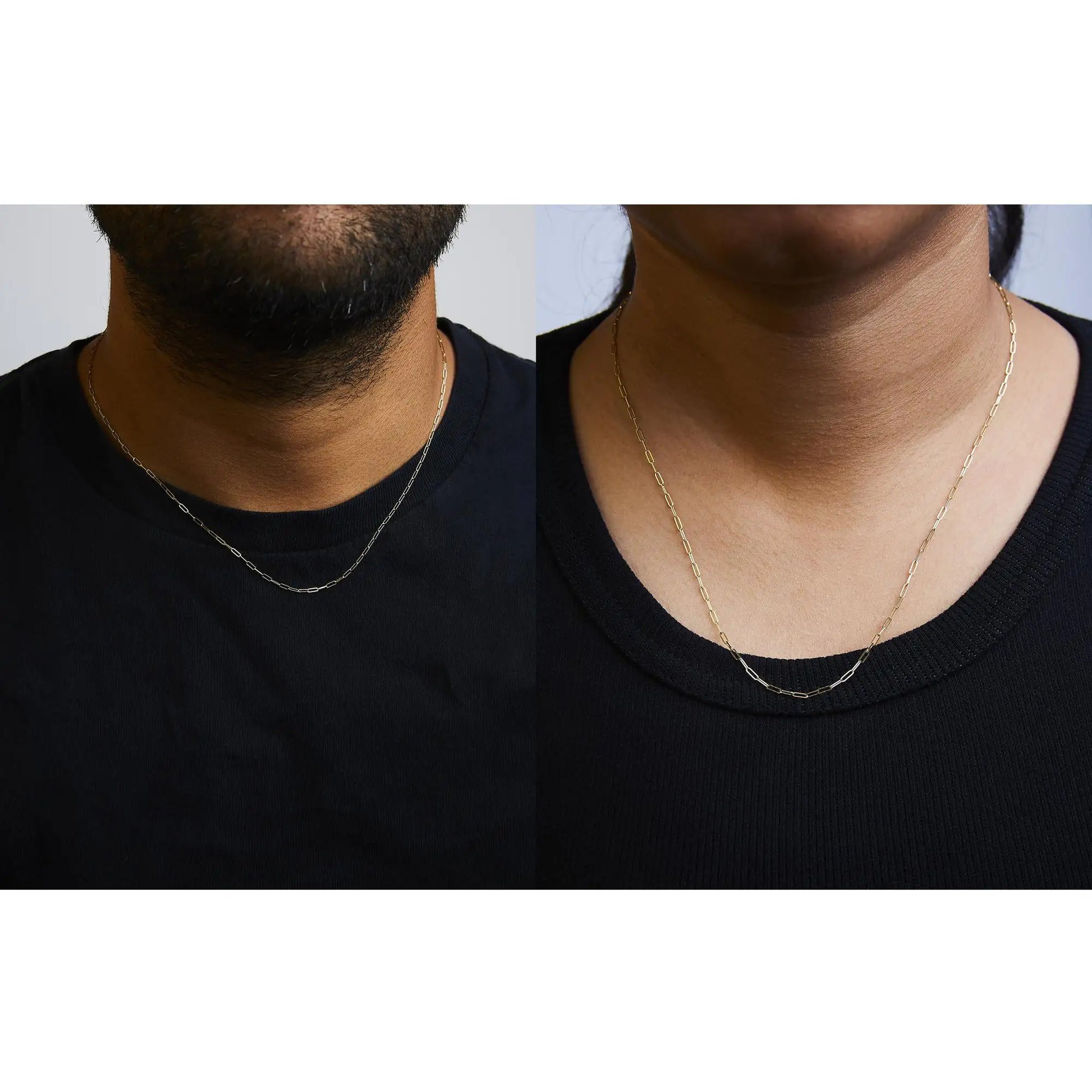 Unisex Solid 14K Gold 1.5mm Paperclip Chain Necklace - Choice of Length and Metal Color by Anti Spier