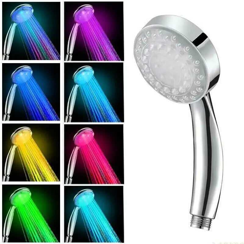 Handheld 7 Color Changing LED Light Water Bath Home Bathroom Shower Head Glow by Anti Spier