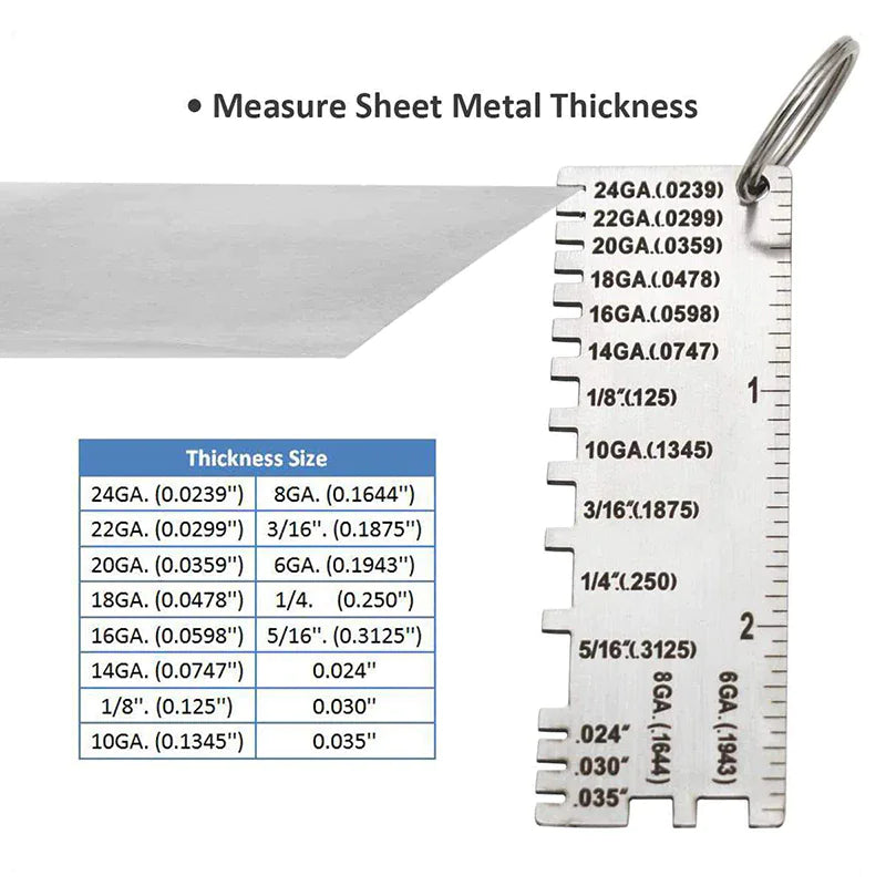 2PCS Thickness Gage Sheet Metal Gauge Measuring Tool Wire Gauge Stainless Steel by Anti Spier