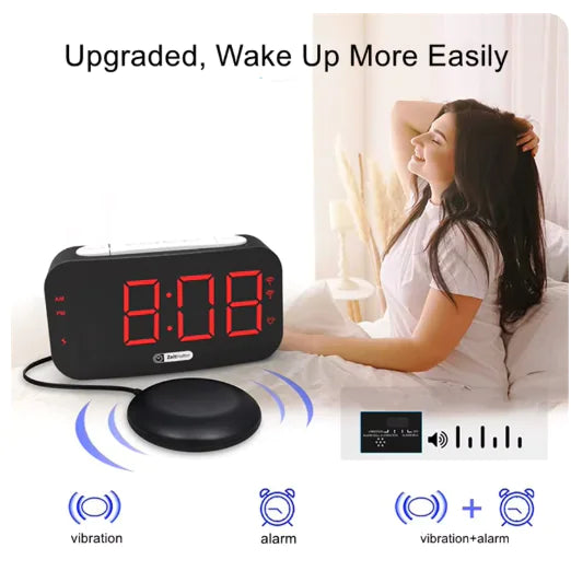 LED Digital Vibrating Alarm Clock for Heavy Sleepers by Anti Spier