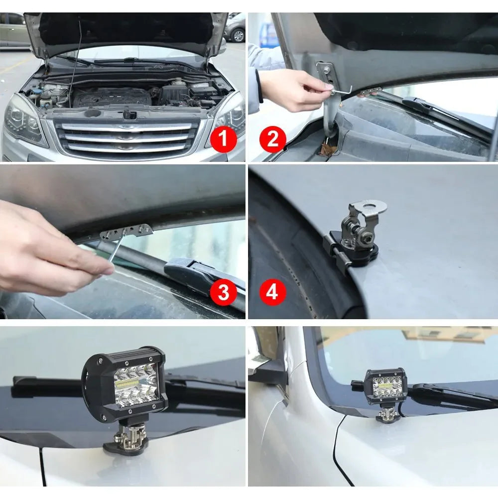 2PCS Pillar Hood Led Work Light Bar Mount Bracket Clamp Holder Offroad Universal by Anti Spier