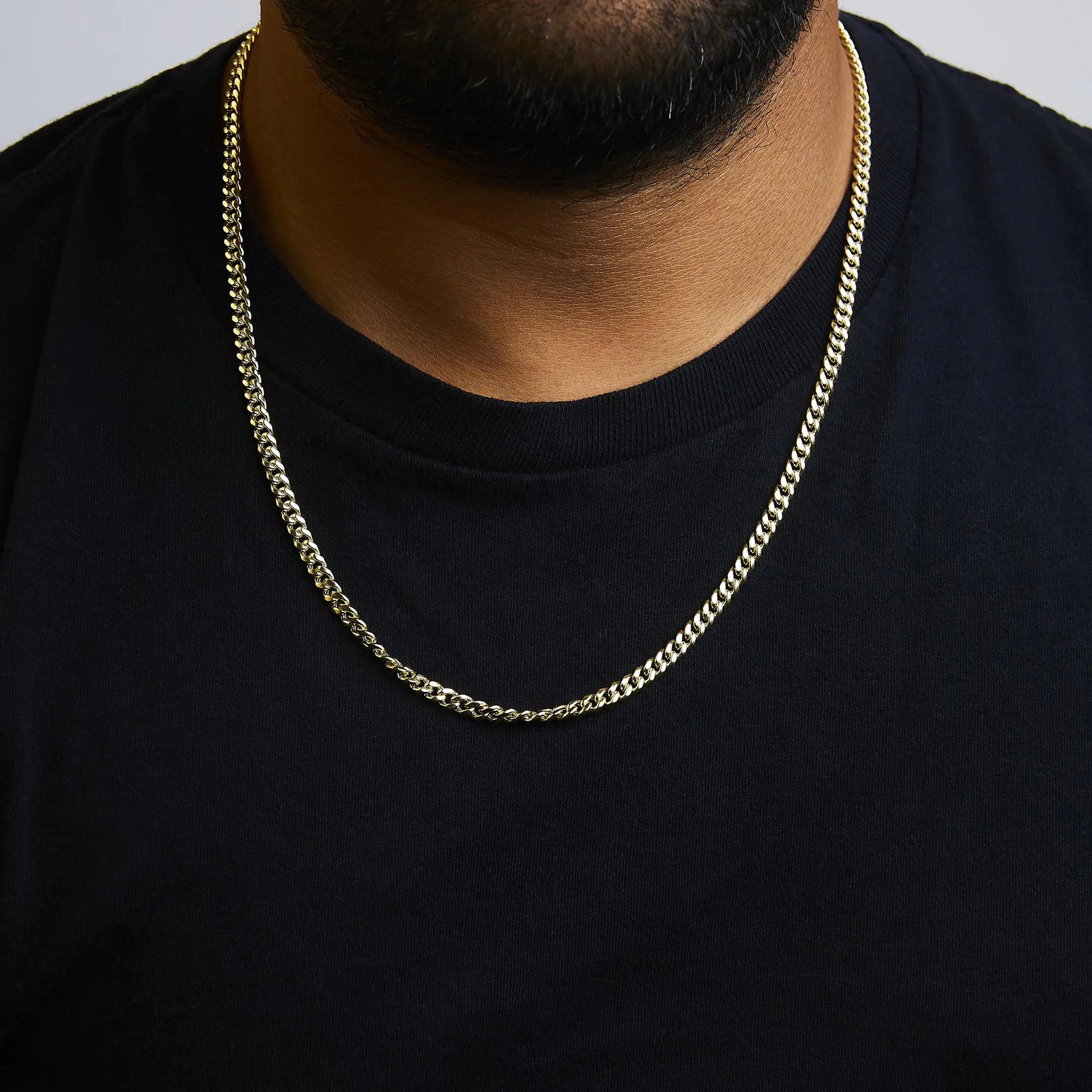 Semi-Solid 14K Yellow Gold 4.5mm Miami Cuban Chain Necklace - Unisex Chain by Anti Spier