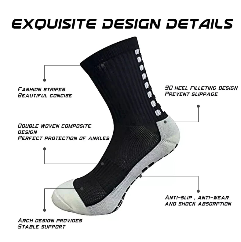 3 Pair Sport Socks Anti Slip W/ Grip Soccer Men Football Basketball Sock Premium by Anti Spier