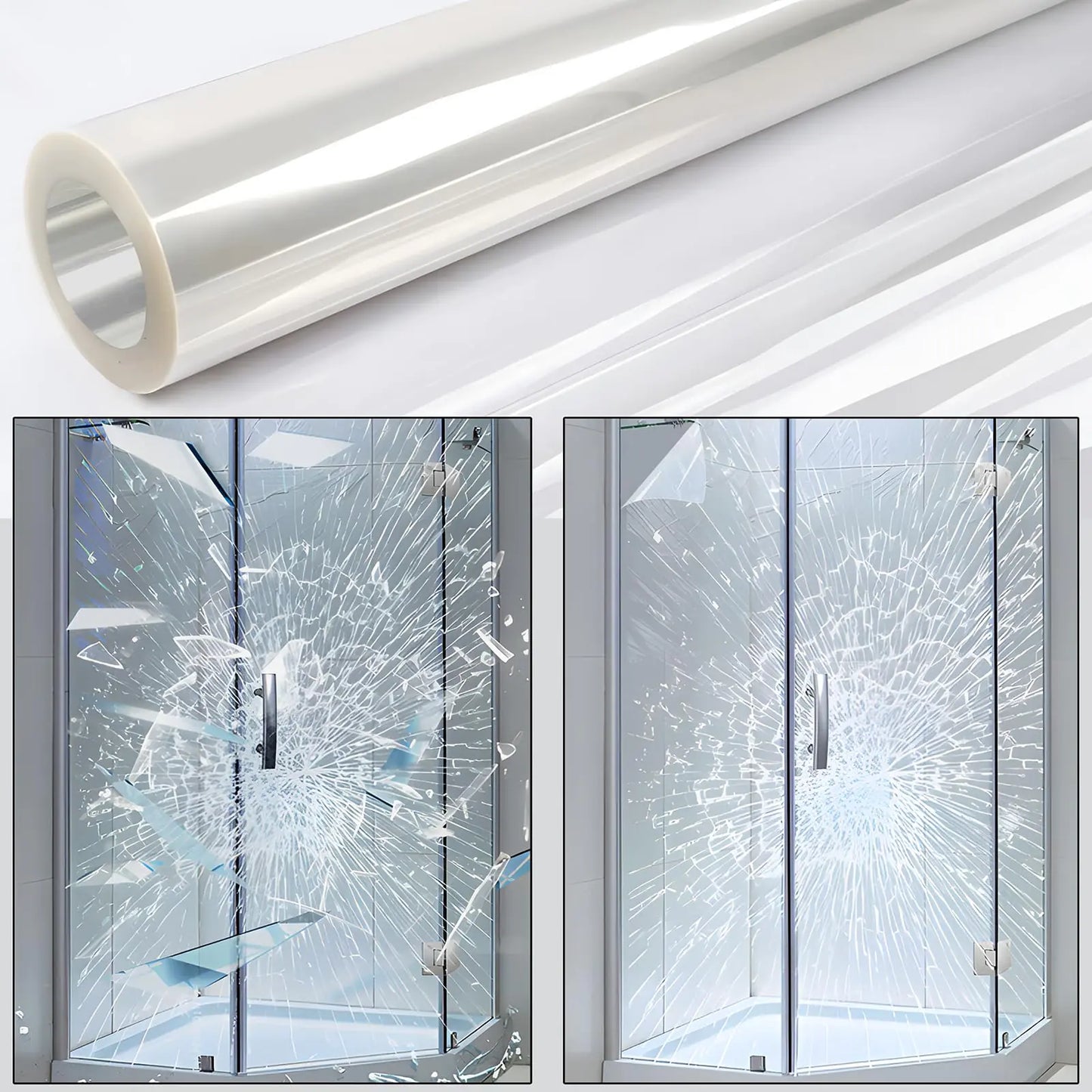 0.05mil Security Window Film 17.5in x 13.1ft Shatterproof Film Transparent Self-Adhesive Security Window Film 2Mil Anti Shatter Tempered Glass Film Glass protective window film for Home/Office by Anti Spier