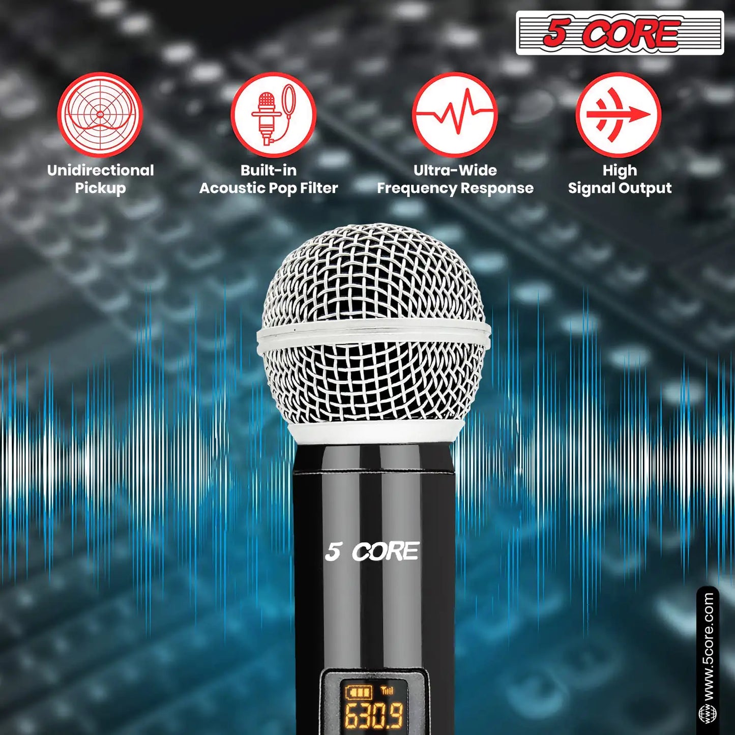 5Core Wireless Microphones VHF Microfonos Inalambricos Professional Handheld Cordless Mic by Anti Spier
